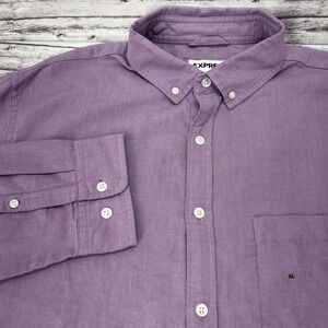 Express Soft Wash Longsleeve Button Down Shirt Men's XL Slim Fit Oxford Cotton